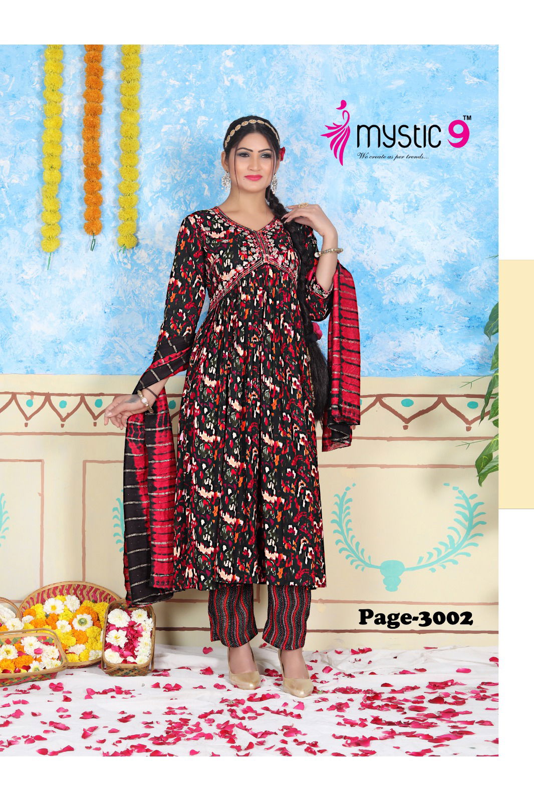 Pooja Vol 3 By Mystic 9Alia Cut Printed Kurti With Bottom Dupatta Wholesale Shop In Surat